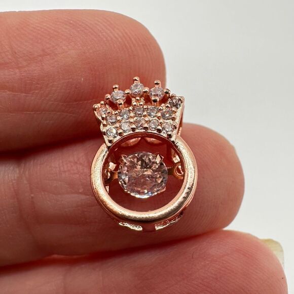 NIB Rose Gold tone "crown" and floating cz diamond pendant, necklace! - Picture 3 of 13
